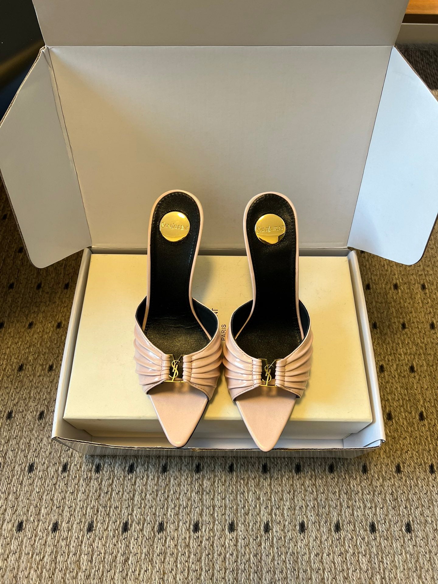 Saint Laurent Ruched Leather Mules – 26SS