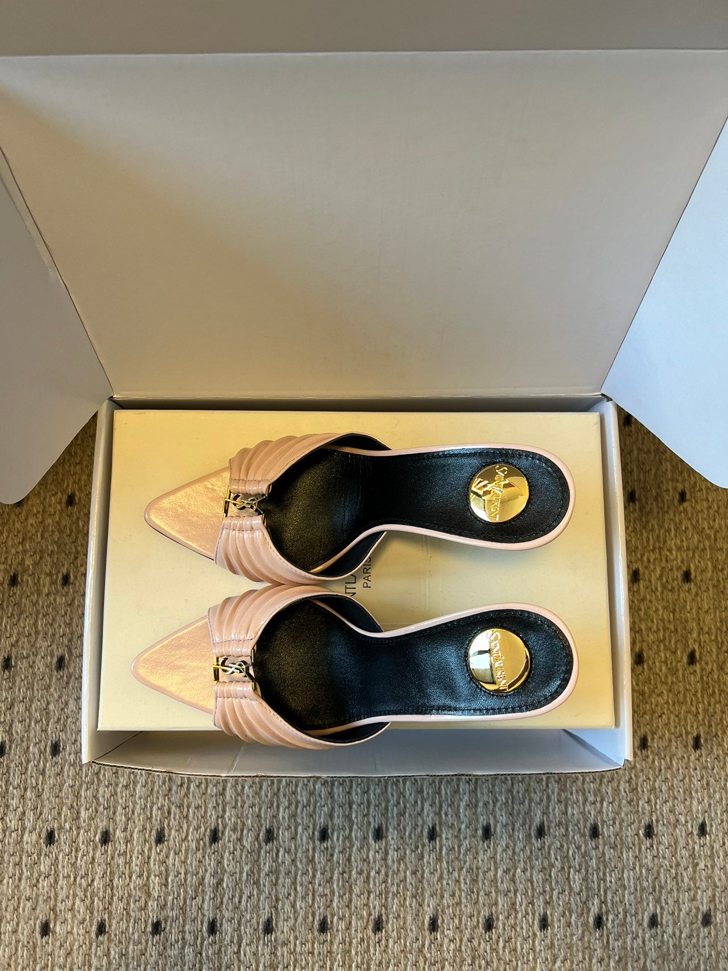 Saint Laurent Ruched Leather Mules – 26SS