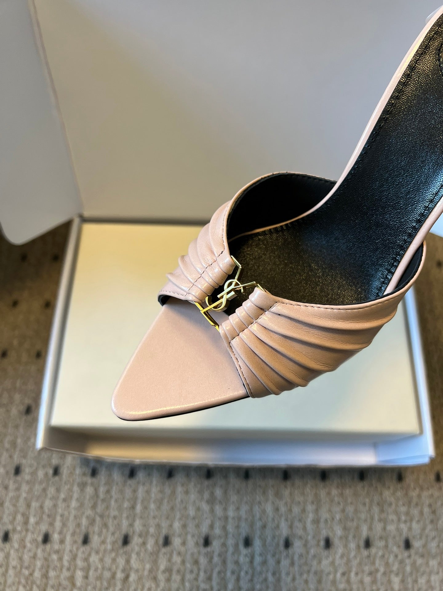 Saint Laurent Ruched Leather Mules – 26SS