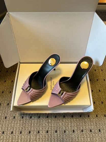 Saint Laurent Ruched Leather Mules – 26SS