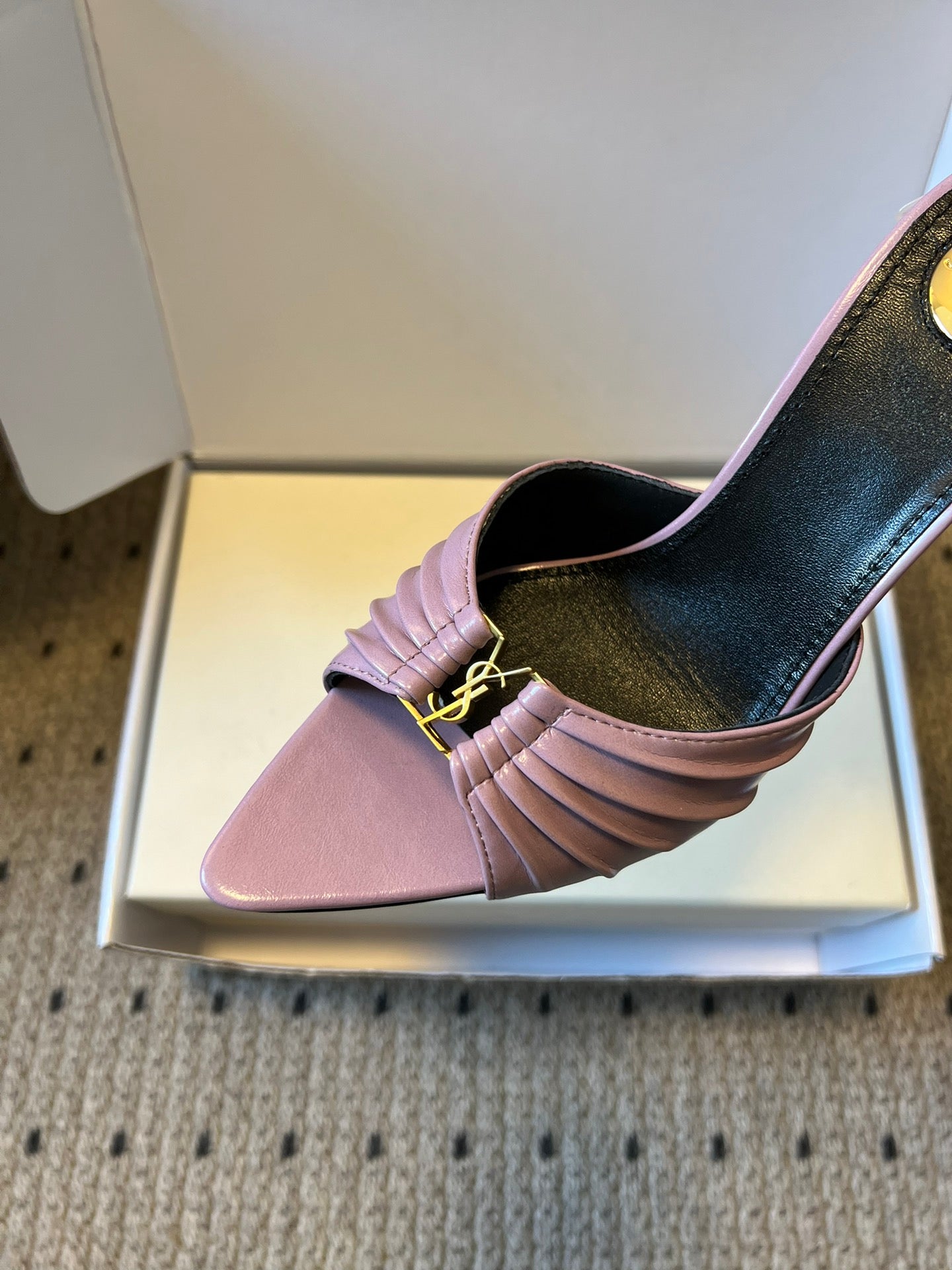 Saint Laurent Ruched Leather Mules – 26SS
