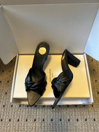 Saint Laurent Knotted Leather Mules – 26SS
