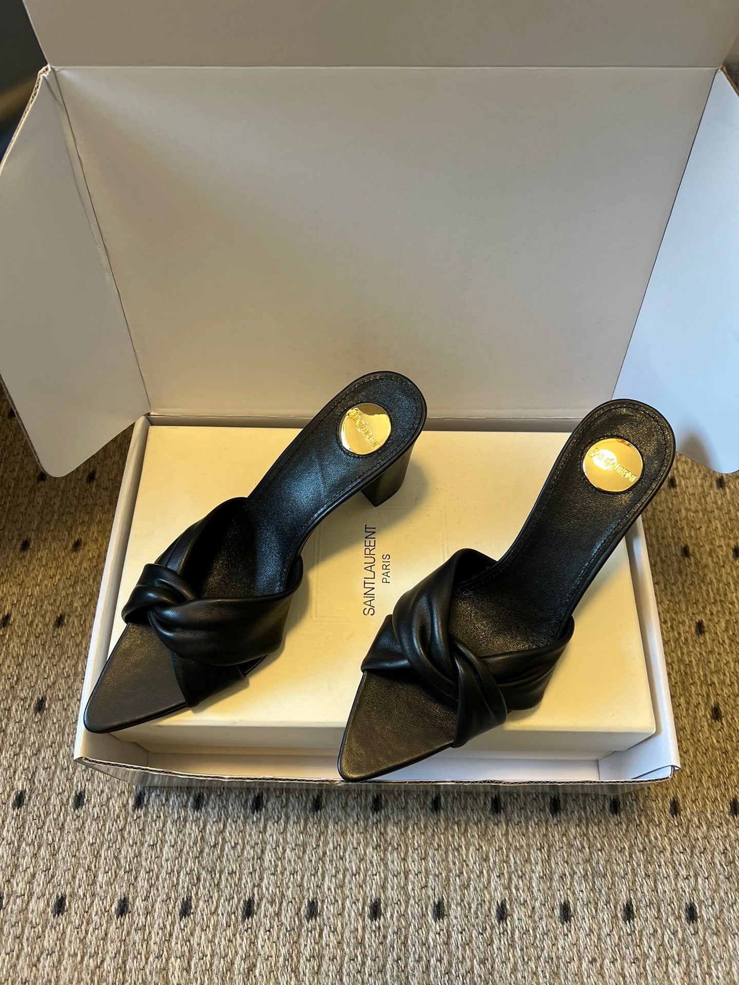 Saint Laurent Knotted Leather Mules – 26SS