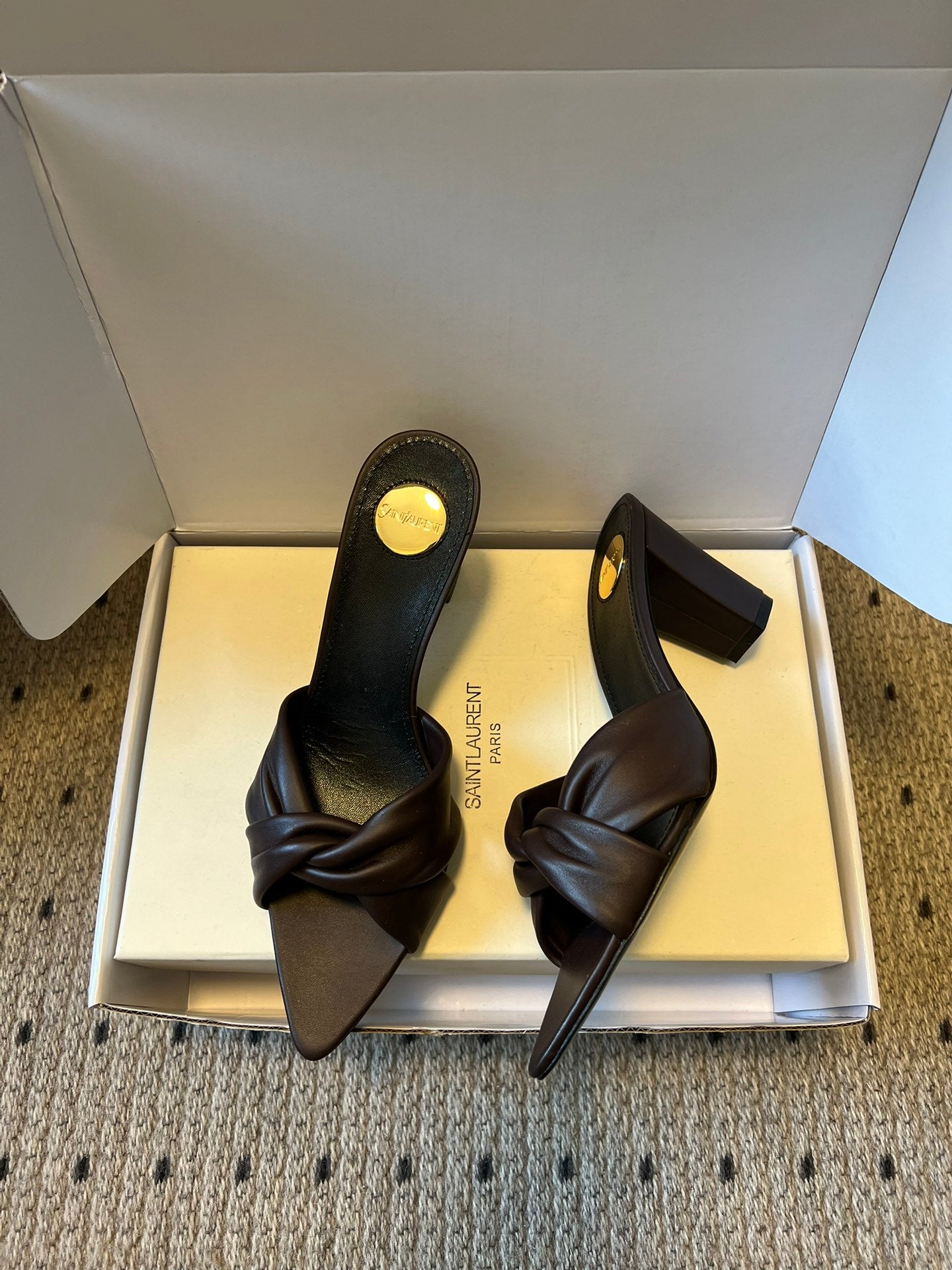 Saint Laurent Knotted Leather Mules – 26SS
