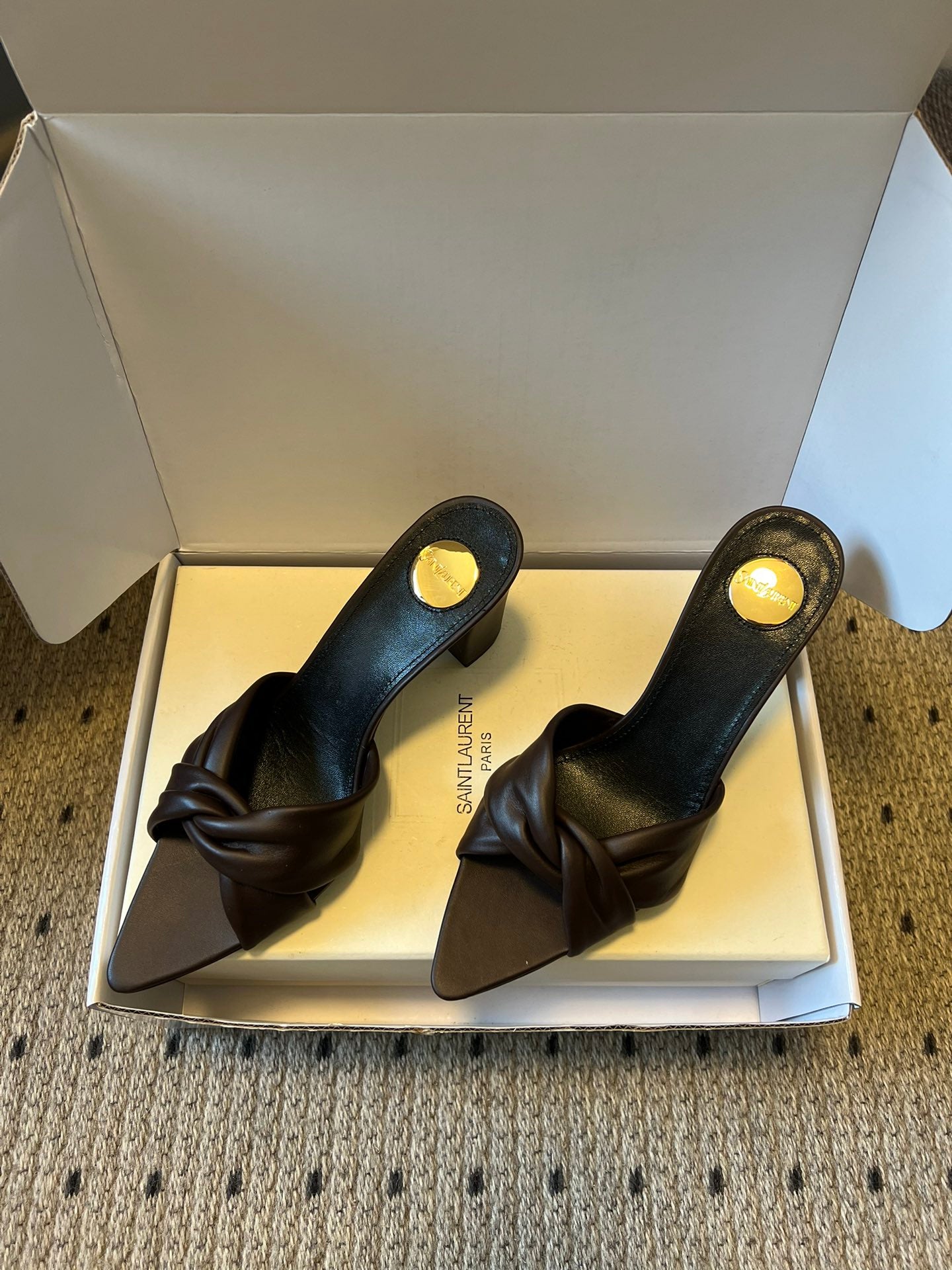 Saint Laurent Knotted Leather Mules – 26SS