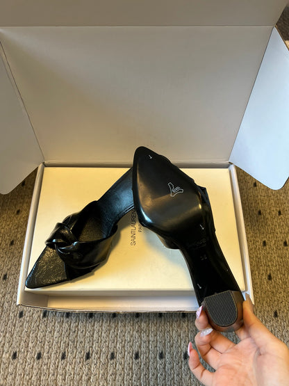 Saint Laurent Knotted Leather Mules – 26SS