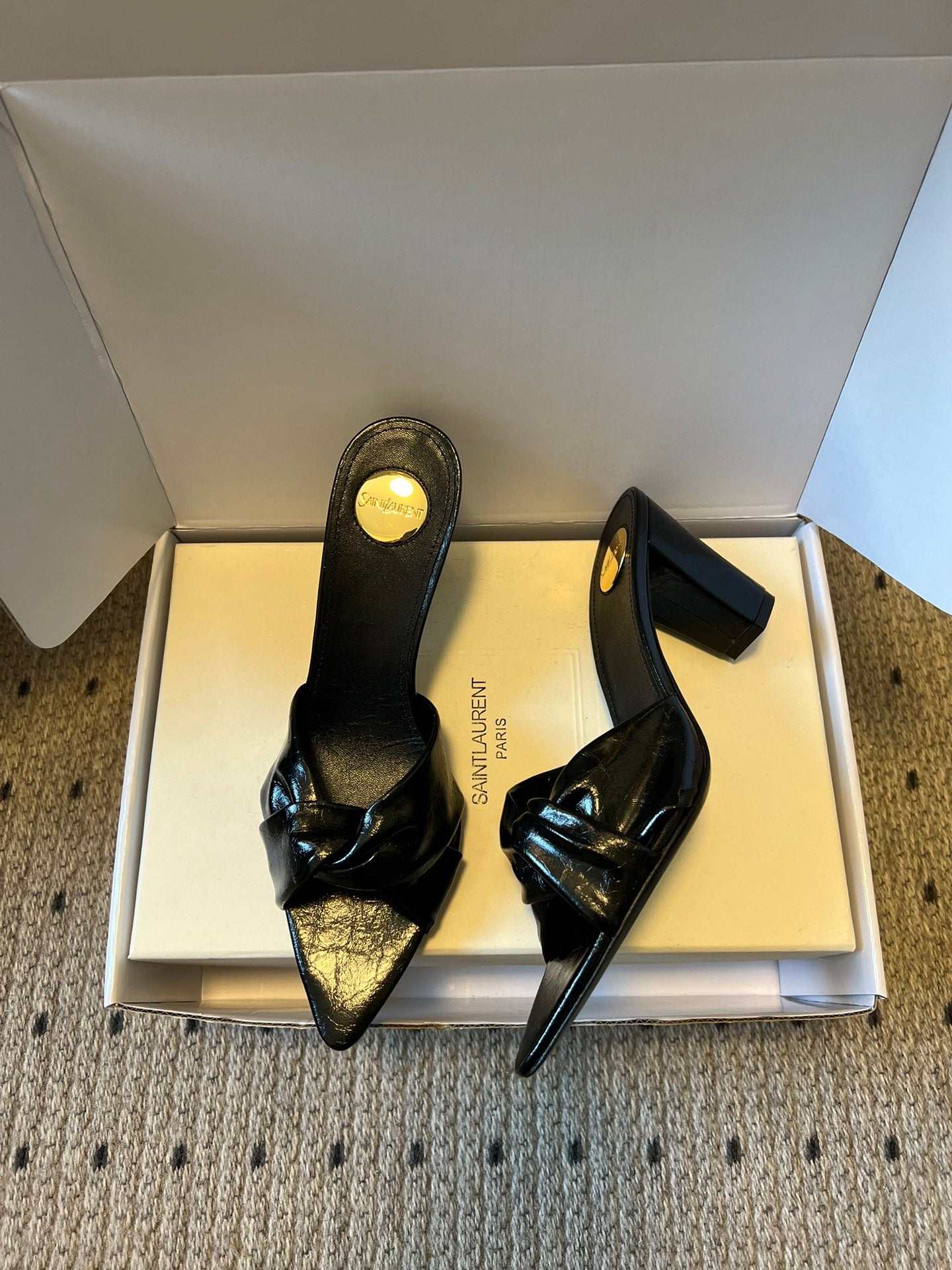Saint Laurent Knotted Leather Mules – 26SS