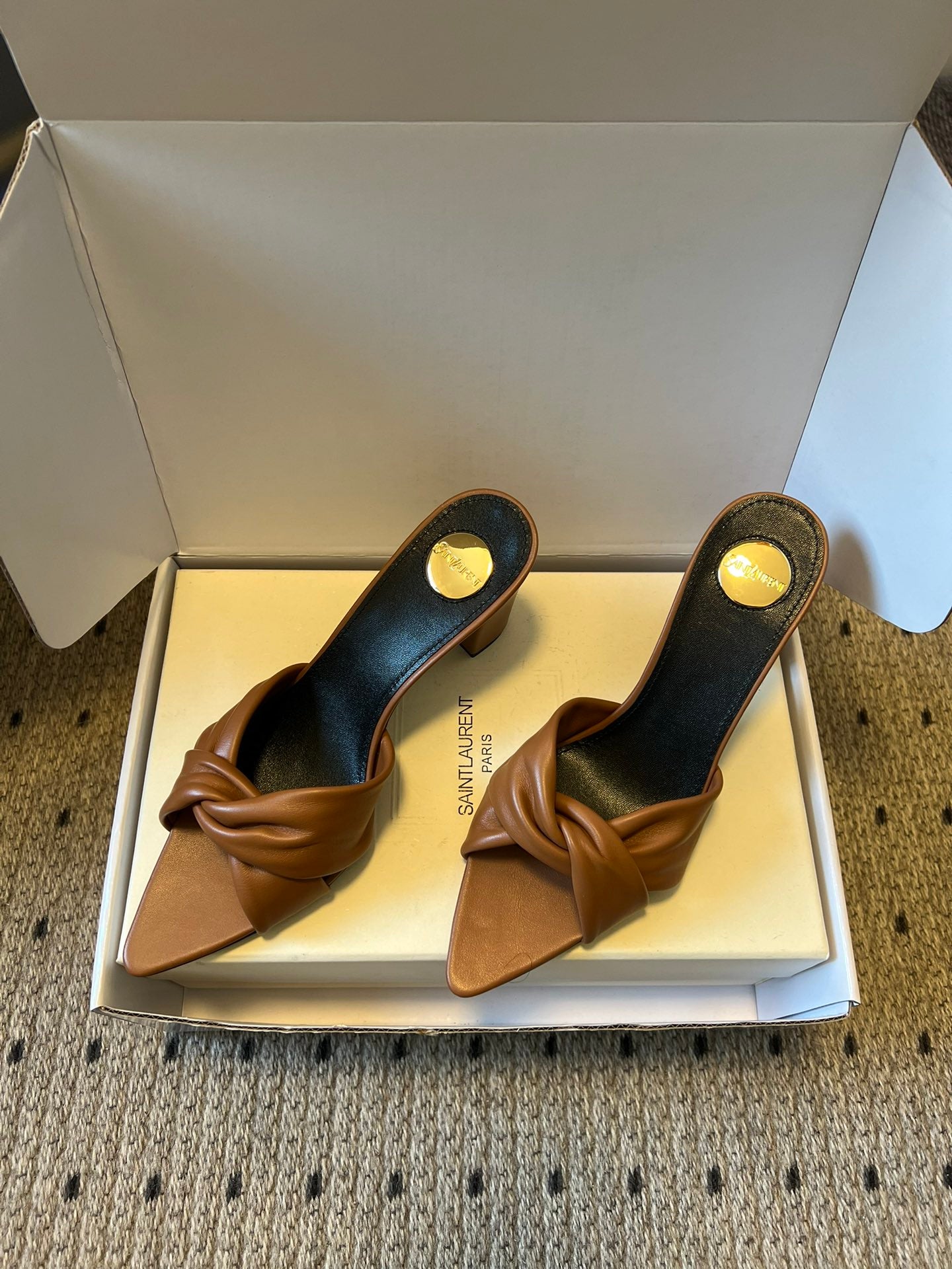 Saint Laurent Knotted Leather Mules – 26SS