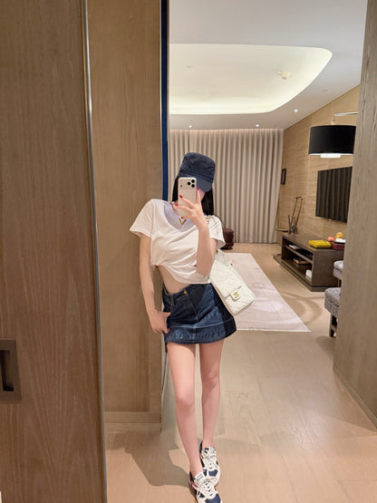 Valentino V-Logo Vintage Washed Denim Skirt