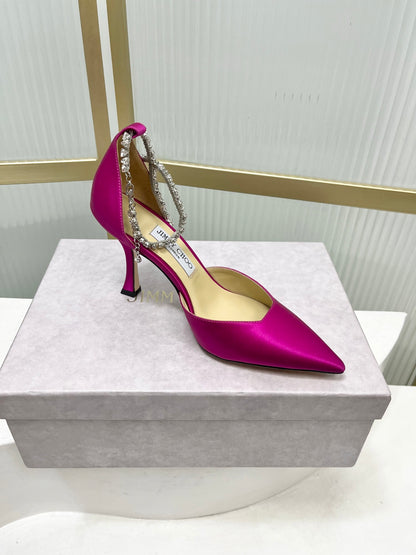 Jimmy Choo Stevie 100 Bow Crystal Silk Heels – 2025SS