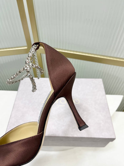 Jimmy Choo Stevie 100 Satin Bow Heels