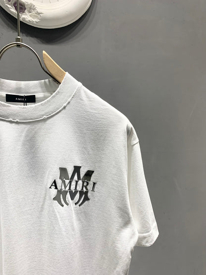 Amiri Laser-Cut Logo Distressed T-Shirt