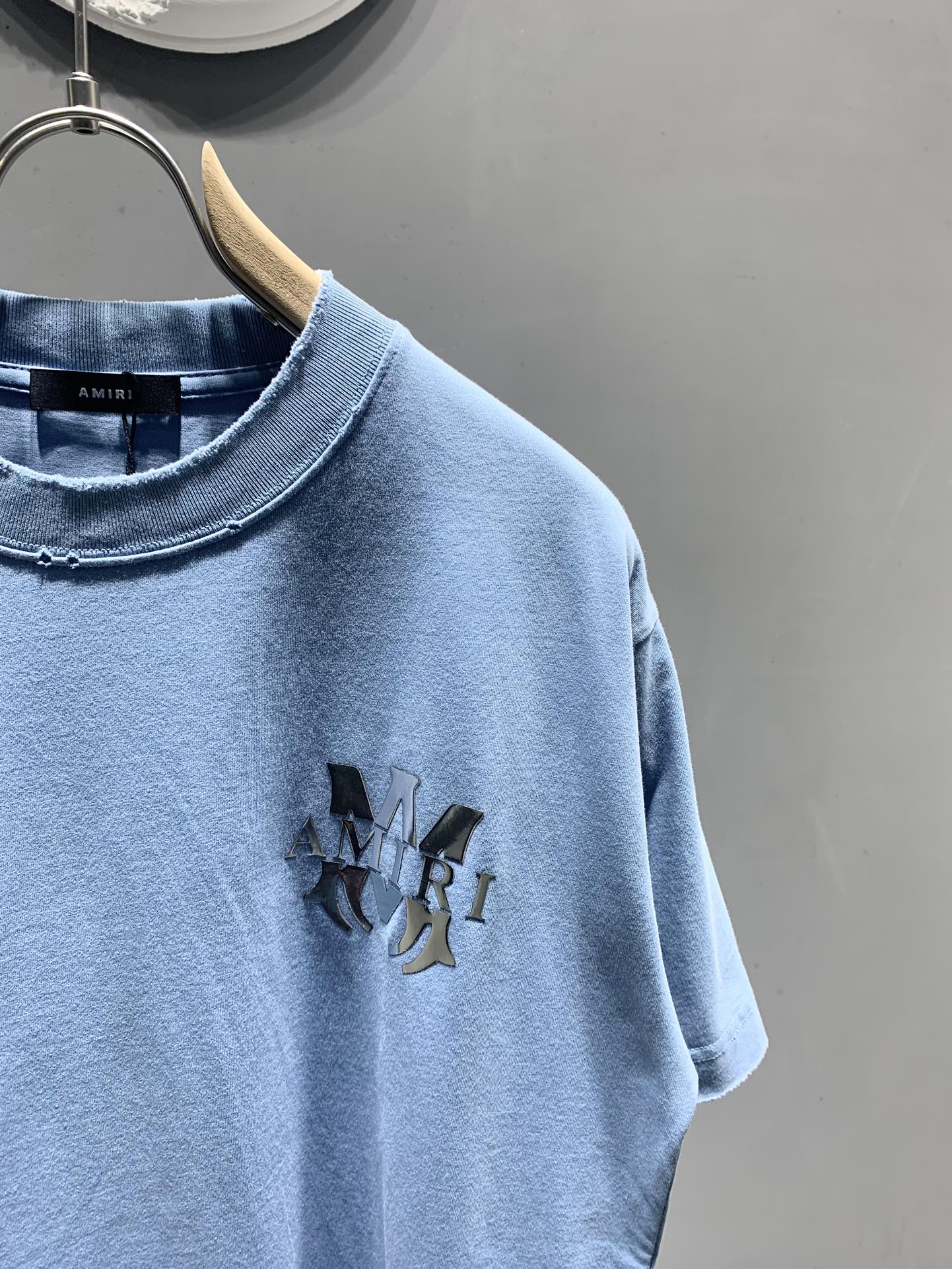Amiri Laser-Cut Logo Distressed T-Shirt