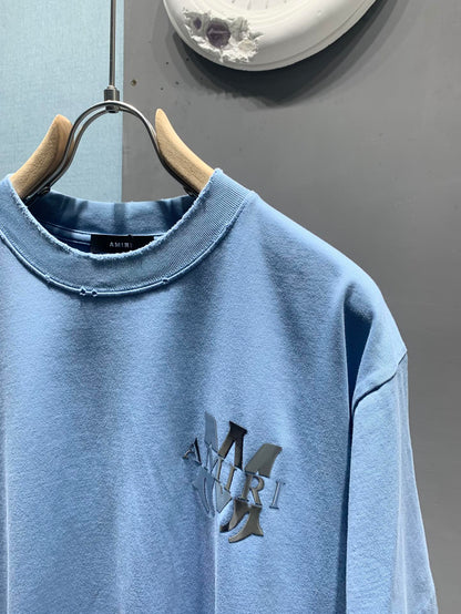 Amiri Laser-Cut Logo Distressed T-Shirt