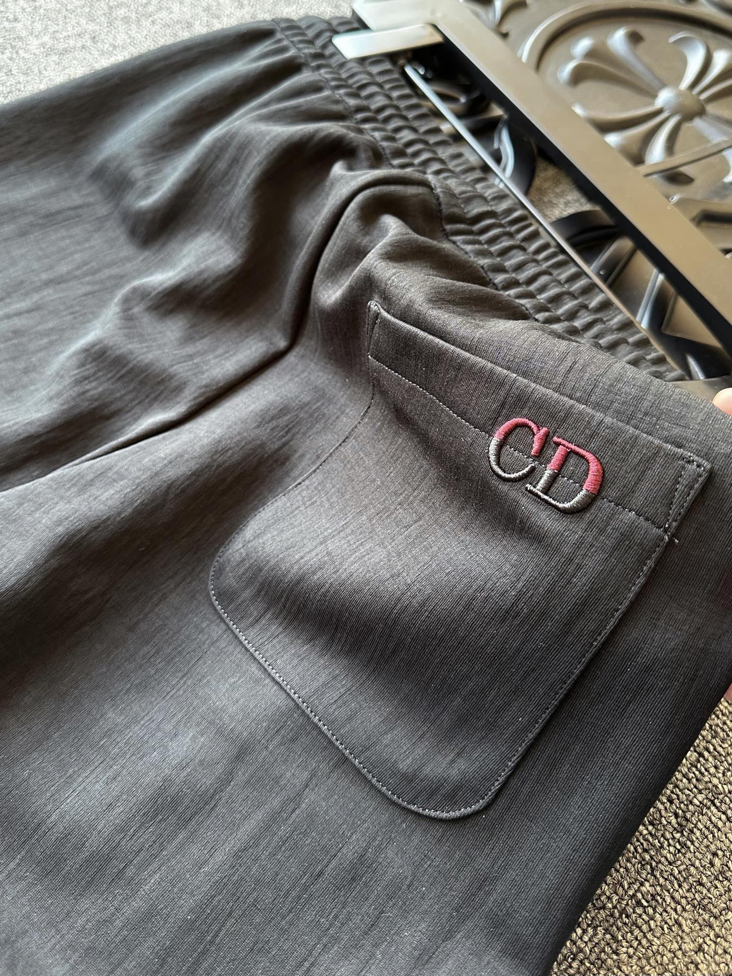 Dior Embroidered CD Lyocell Linen Curved Leg Trousers