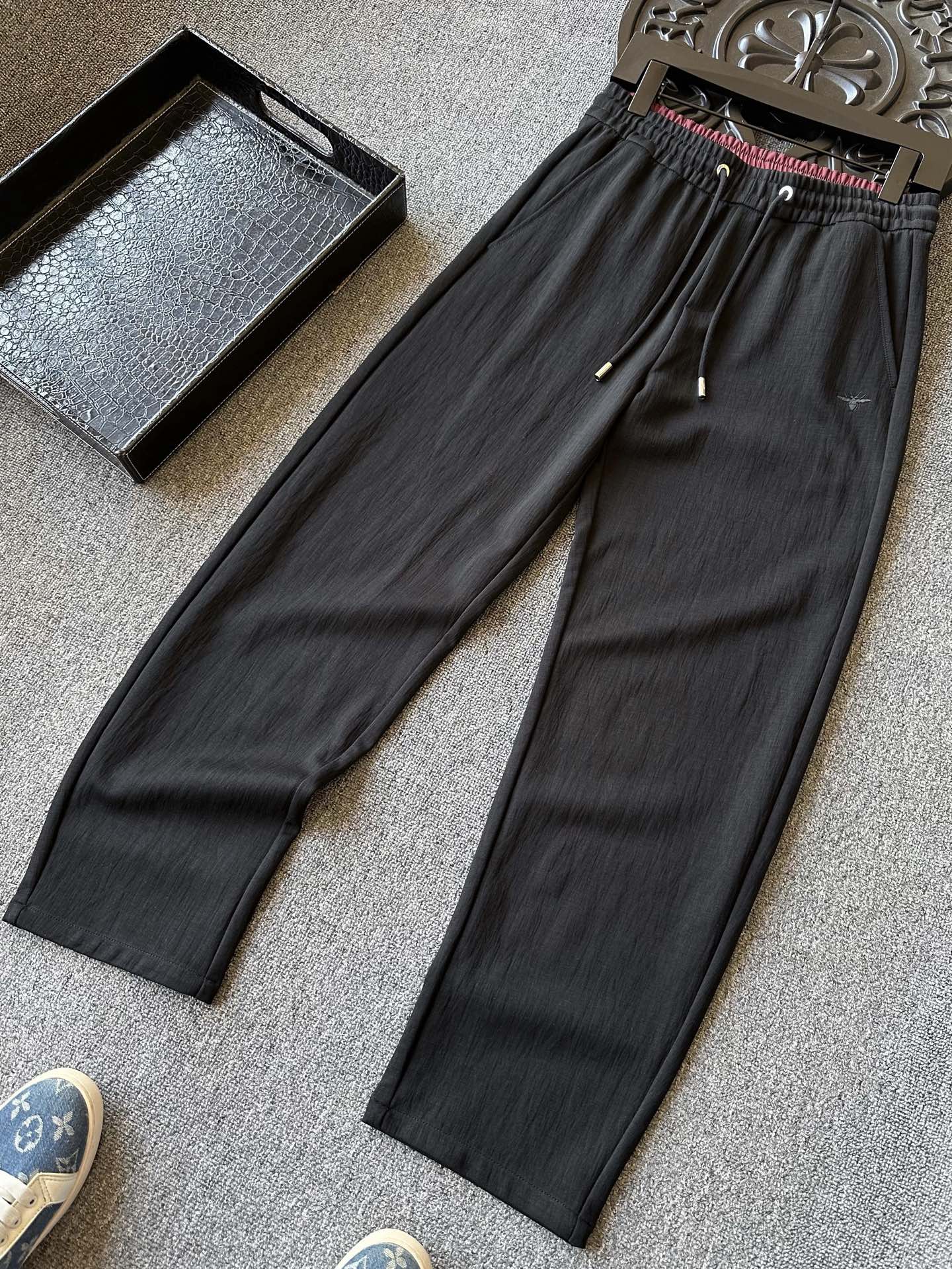 Dior Embroidered CD Lyocell Linen Curved Leg Trousers