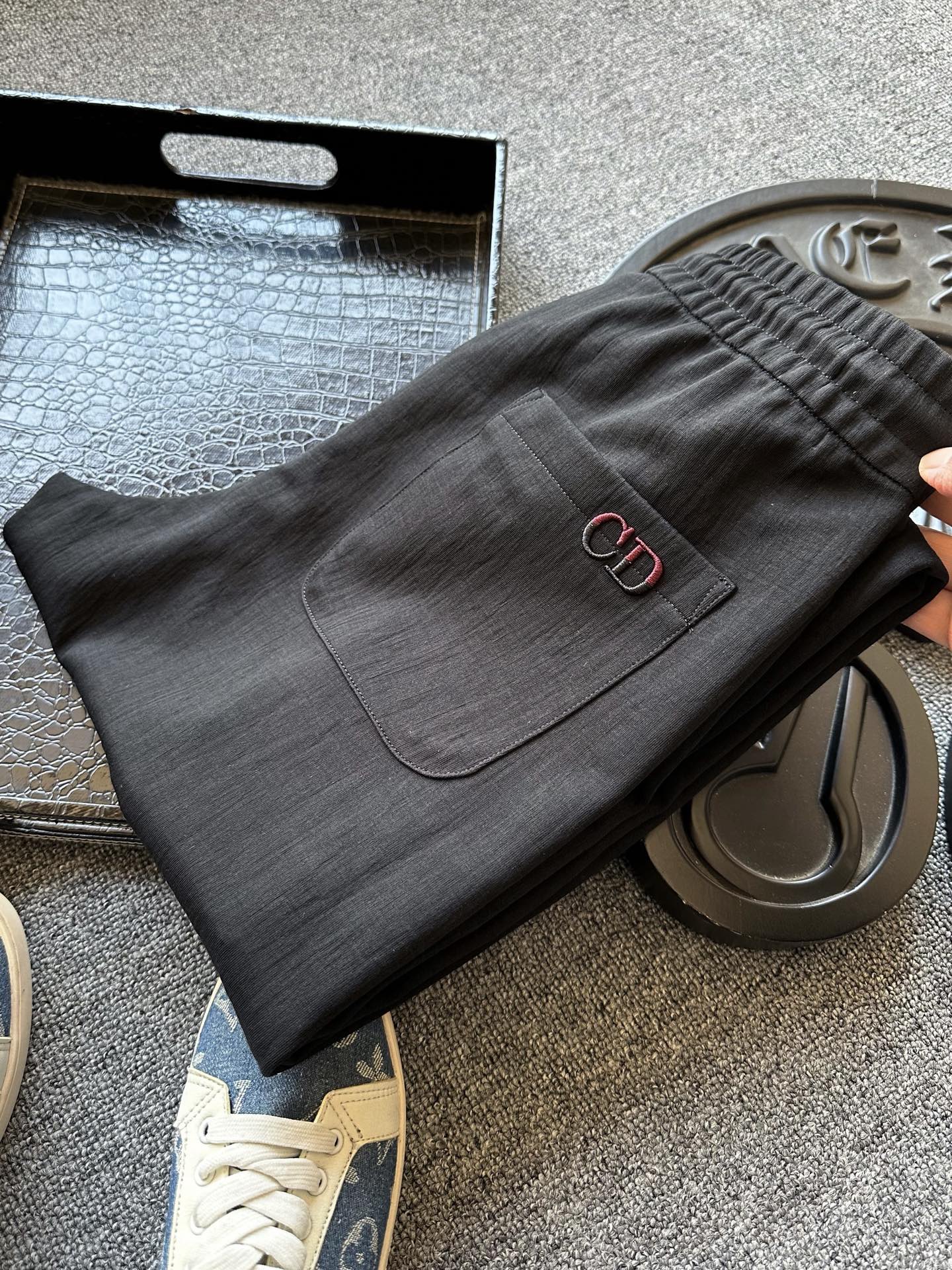 Dior Embroidered CD Lyocell Linen Curved Leg Trousers
