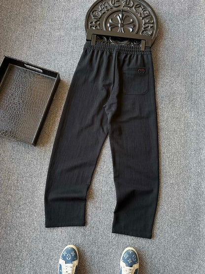 Dior Embroidered CD Lyocell Linen Curved Leg Trousers