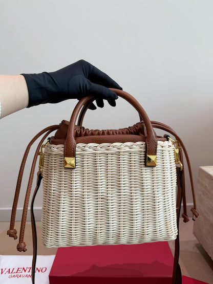 Valentino Loco Straw Shoulder Bag