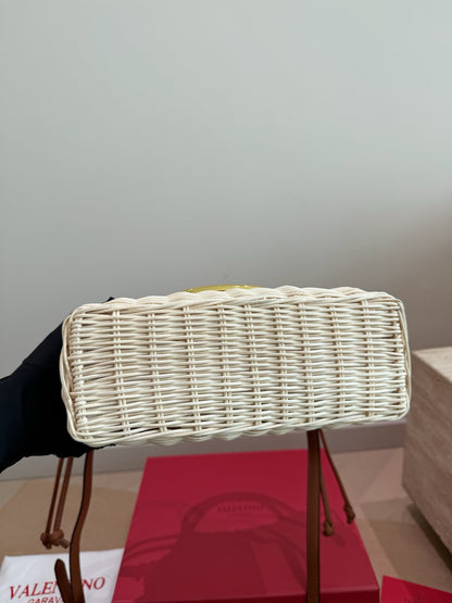 Valentino Loco Straw Shoulder Bag