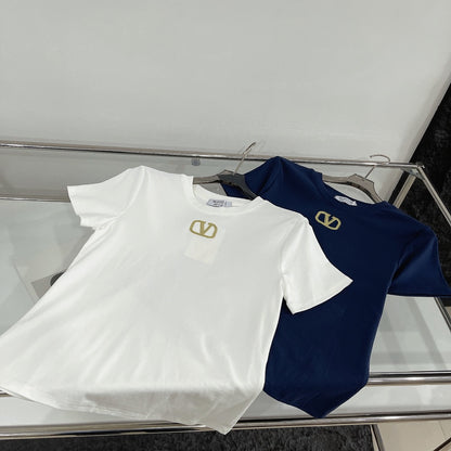 Valentino V-Logo Gold Thread Embroidery T-Shirt
