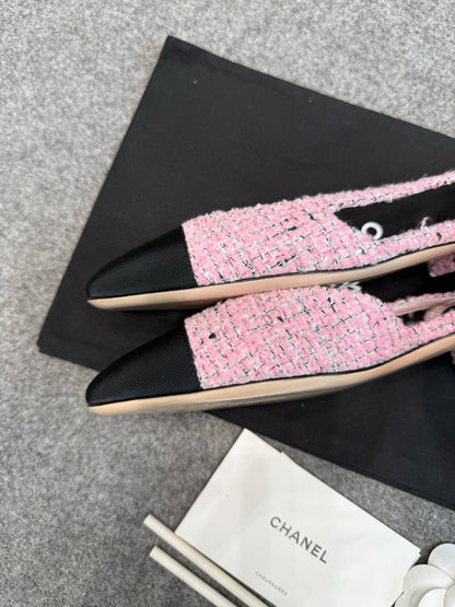 Chanel Classic Pink Tweed Slingbacks