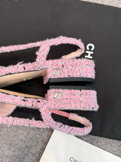 Chanel Classic Pink Tweed Slingbacks