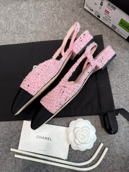Chanel Classic Pink Tweed Slingbacks