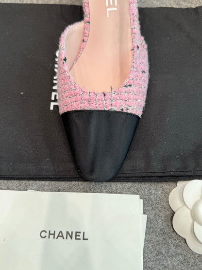Chanel Classic Pink Tweed Slingbacks