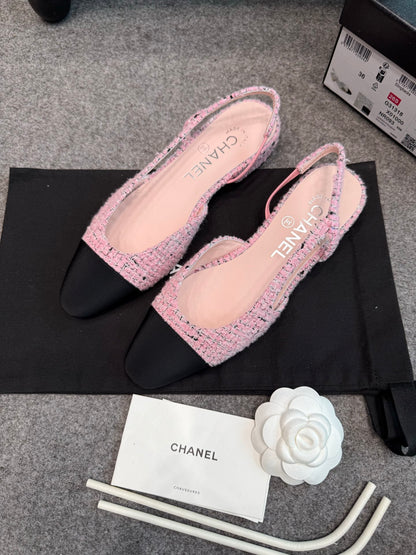 Chanel Classic Pink Tweed Slingbacks