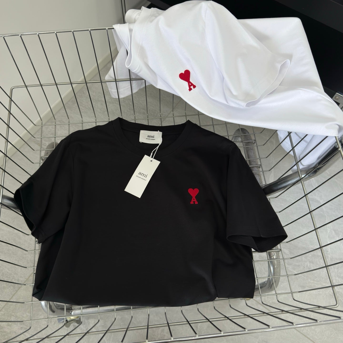 AMI Paris Small Logo Embroidered Cotton T-Shirt