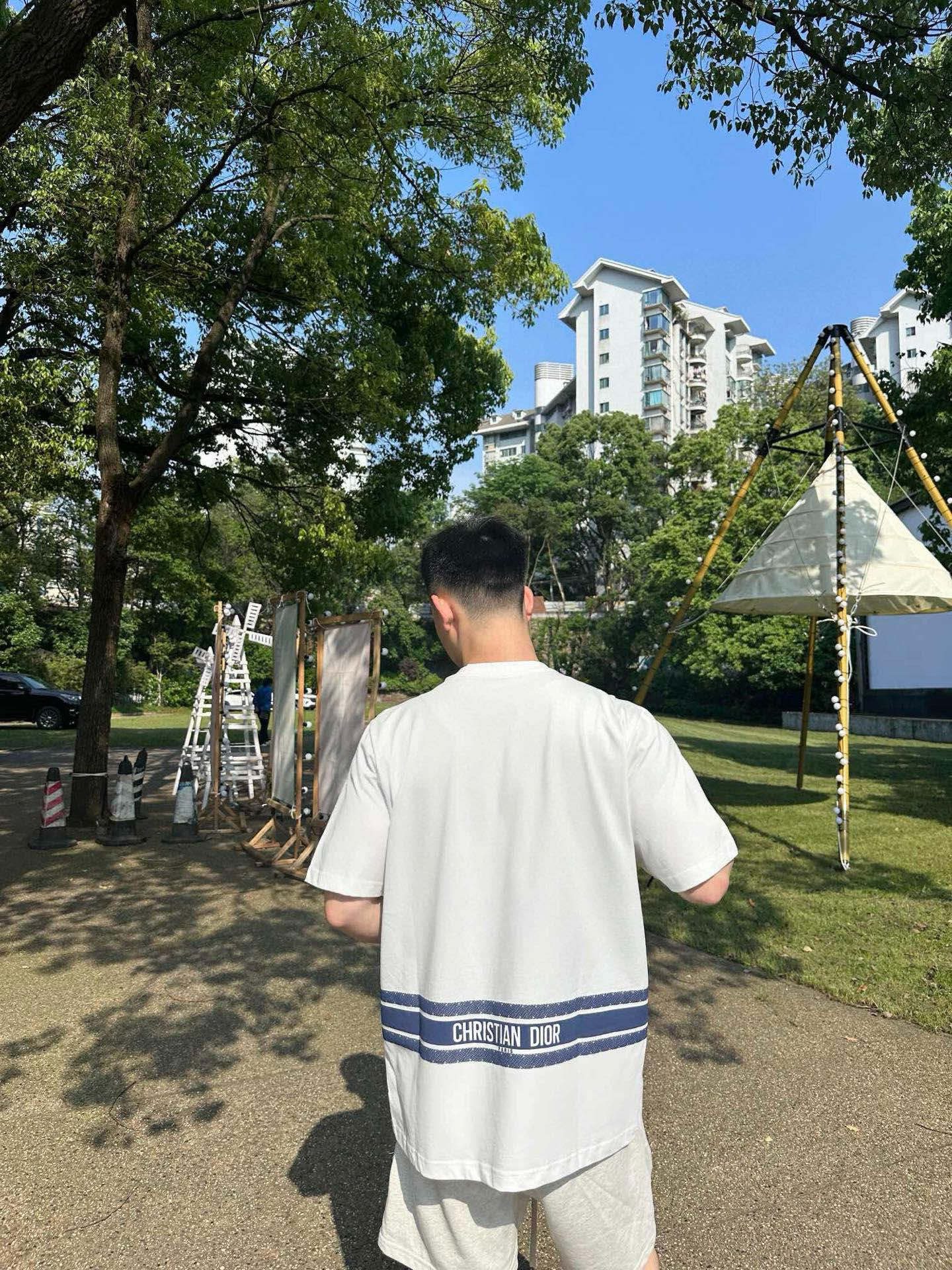 Dior Jacquard Pocket & Back Stripe T-Shirt