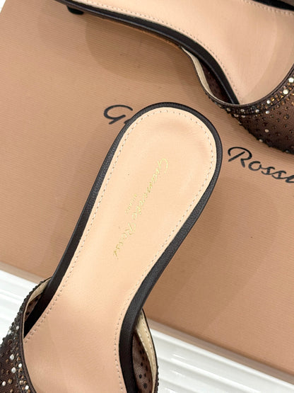 Gianvito Rossi Mesh Rhinestone Pointed-Toe Mules – 26WF
