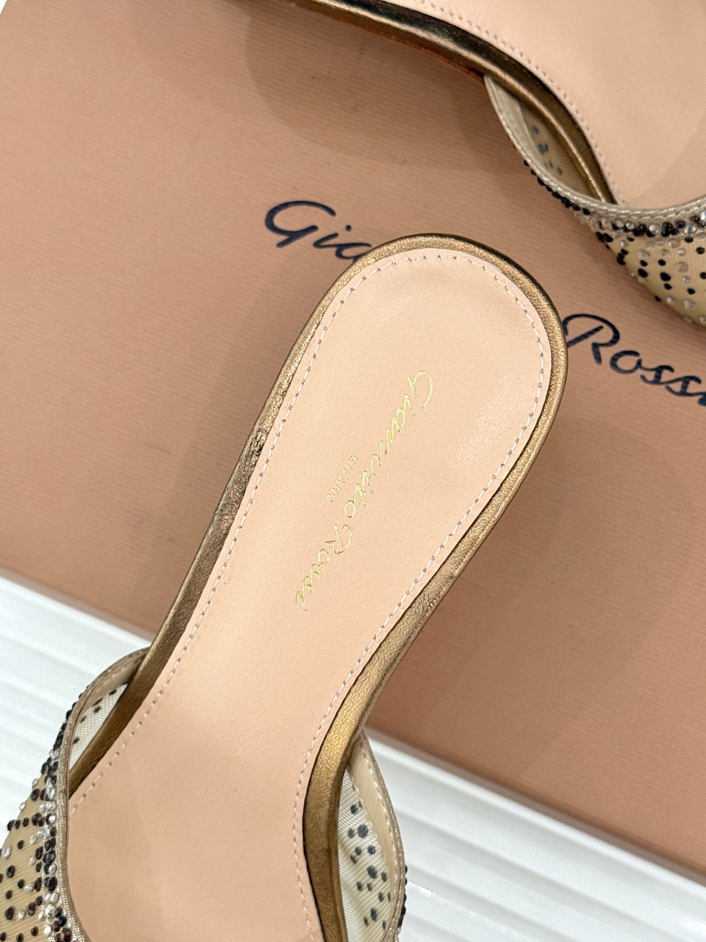 Gianvito Rossi Mesh Rhinestone Pointed-Toe Mules – 26WF
