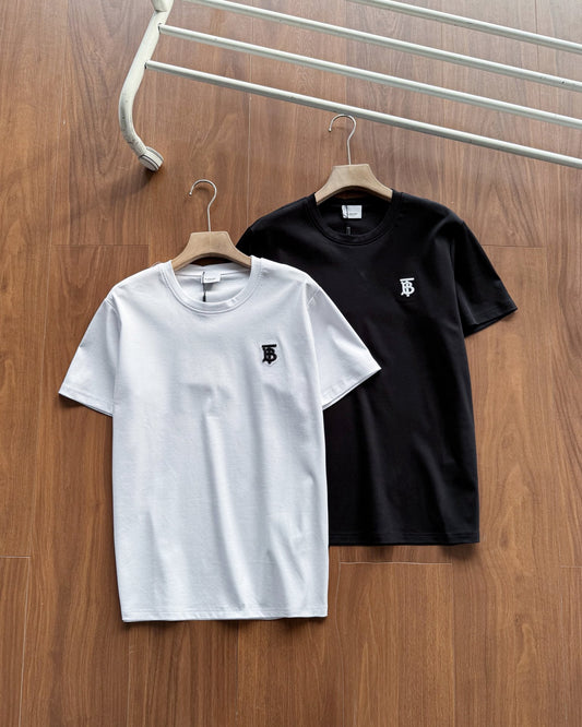 Burberry Embroidered Logo Mercerized Cotton T-Shirt