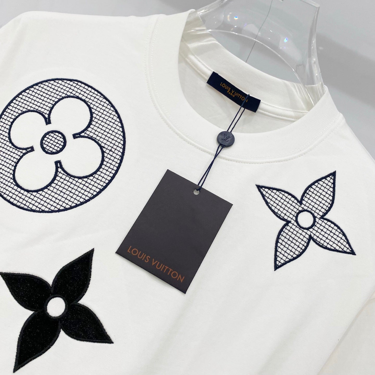 Louis Vuitton 320g Clover Grid Embroidery T-Shirt