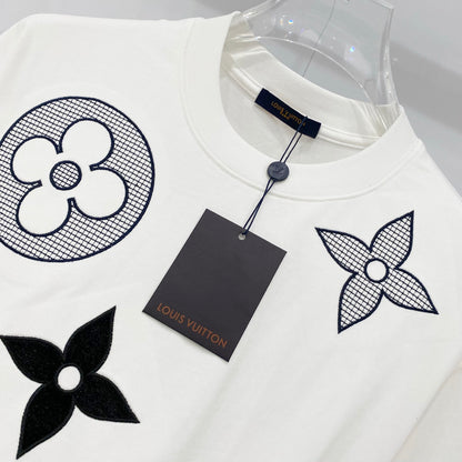 Louis Vuitton 320g Clover Grid Embroidery T-Shirt