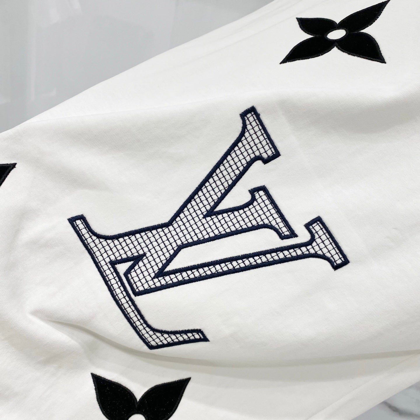 Louis Vuitton 320g Clover Grid Embroidery T-Shirt