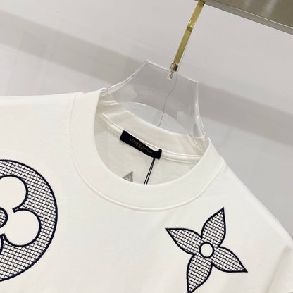 Louis Vuitton 320g Clover Grid Embroidery T-Shirt