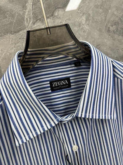 Zegna Vertical Striped Cotton Shirt – Spring/Summer Collection – 26SS
