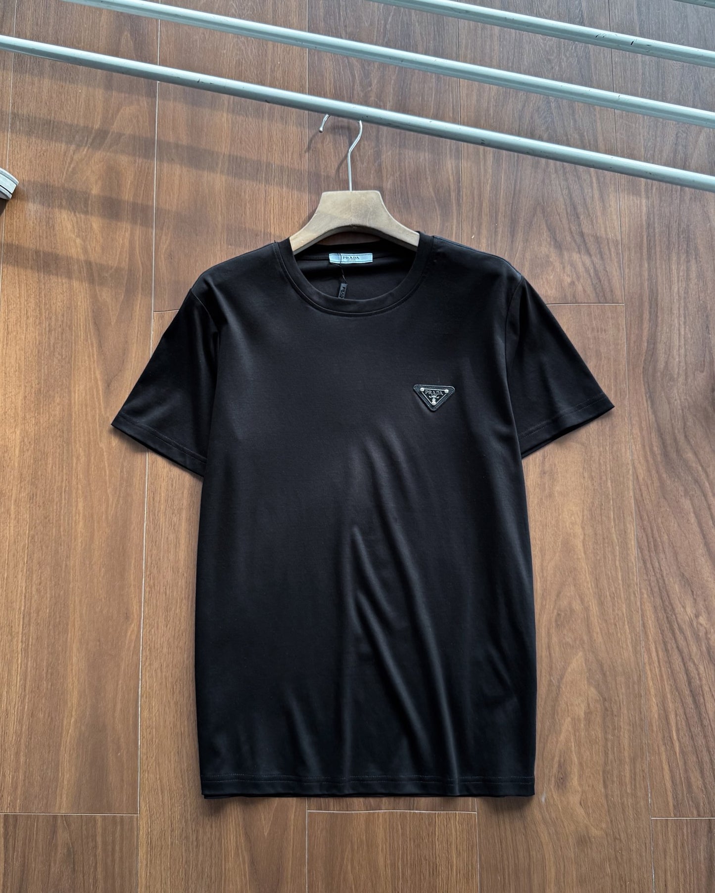 Prada Embroidered Logo Mercerized Cotton T-Shirt