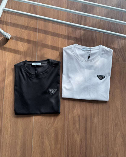 Prada Embroidered Logo Mercerized Cotton T-Shirt
