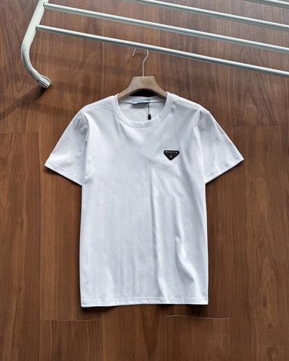 Prada Embroidered Logo Mercerized Cotton T-Shirt