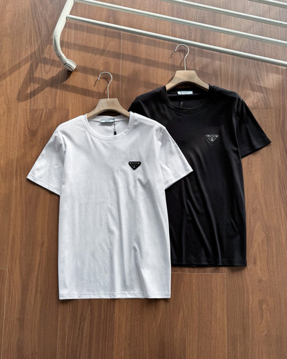 Prada Embroidered Logo Mercerized Cotton T-Shirt