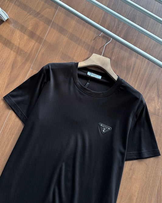 Prada Embroidered Logo Mercerized Cotton T-Shirt