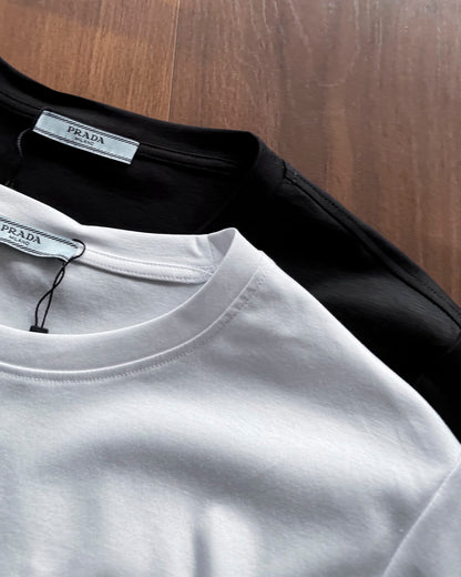 Prada Embroidered Logo Mercerized Cotton T-Shirt