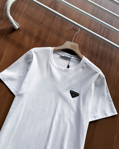 Prada Embroidered Logo Mercerized Cotton T-Shirt