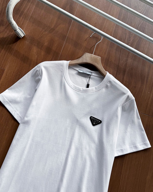 Prada Embroidered Logo Mercerized Cotton T-Shirt