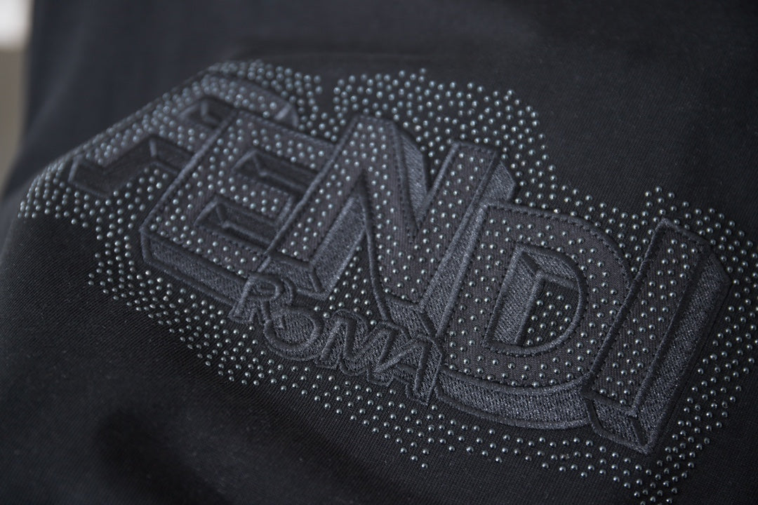 Fendi Embroidered Logo Rhinestone T-Shirt – 26SS Early Spring Collection