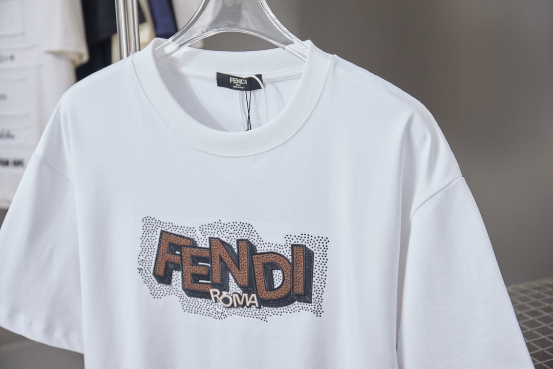 Fendi Embroidered Logo Rhinestone T-Shirt – 26SS Early Spring Collection